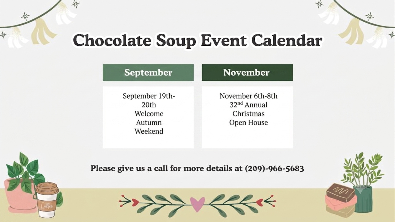 Chocolate Soup Event Calendar Revision